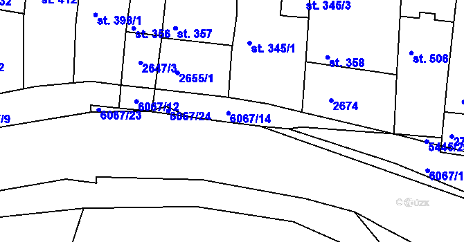 Parcela st. 6067/26 v KÚ Pitín, Katastrální mapa
