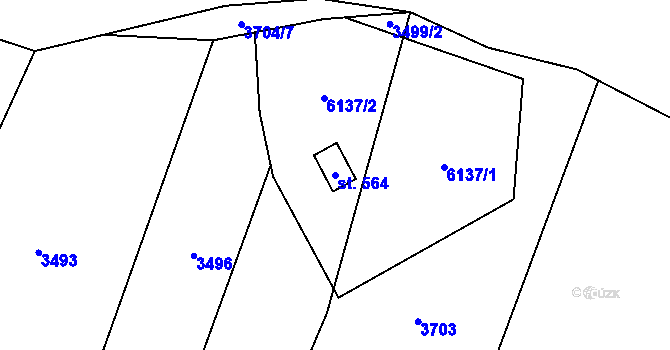 Parcela st. 564 v KÚ Pitín, Katastrální mapa