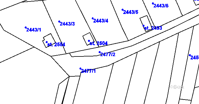 Parcela st. 2477/2 v KÚ Pitín, Katastrální mapa