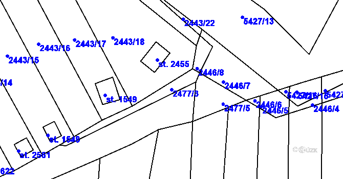 Parcela st. 2477/3 v KÚ Pitín, Katastrální mapa