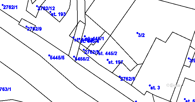 Parcela st. 445/2 v KÚ Pitín, Katastrální mapa