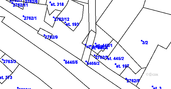 Parcela st. 445/3 v KÚ Pitín, Katastrální mapa