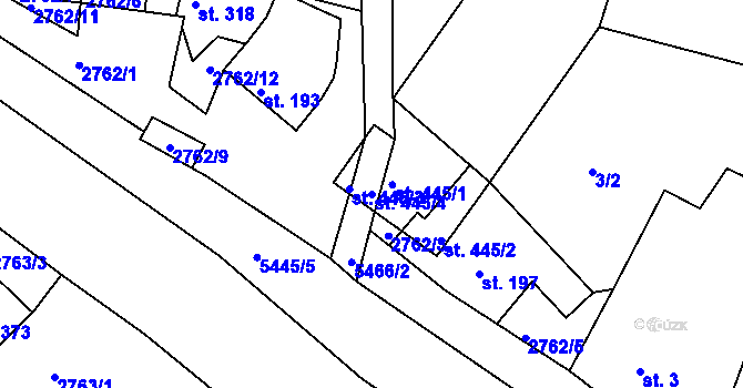 Parcela st. 445/4 v KÚ Pitín, Katastrální mapa