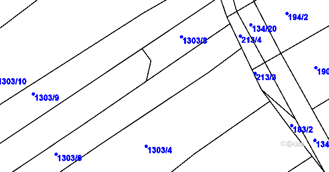 Parcela st. 1303/5 v KÚ Pitín, Katastrální mapa