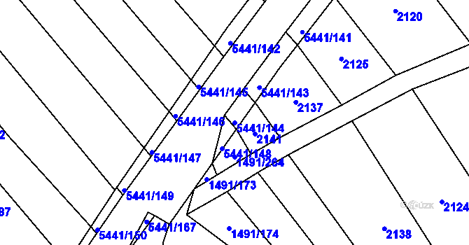 Parcela st. 5441/144 v KÚ Pitín, Katastrální mapa