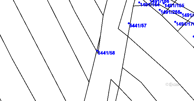 Parcela st. 5441/58 v KÚ Pitín, Katastrální mapa