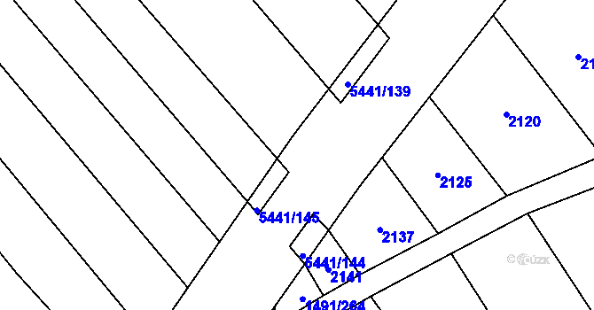 Parcela st. 5441/142 v KÚ Pitín, Katastrální mapa