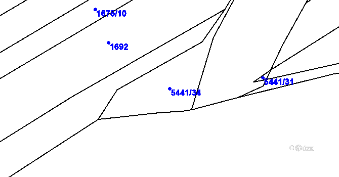 Parcela st. 5441/34 v KÚ Pitín, Katastrální mapa