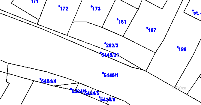 Parcela st. 5445/31 v KÚ Pitín, Katastrální mapa