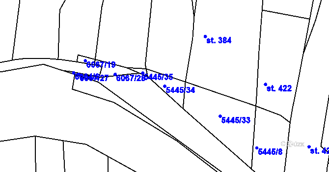 Parcela st. 5445/34 v KÚ Pitín, Katastrální mapa