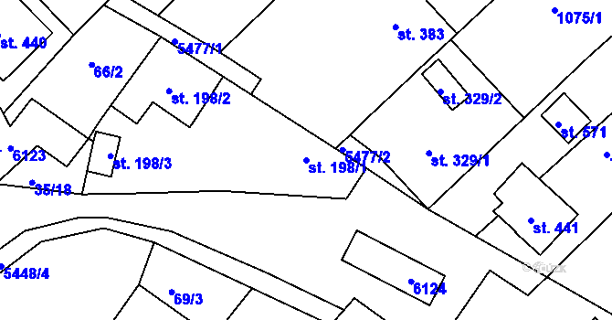 Parcela st. 198/1 v KÚ Pitín, Katastrální mapa