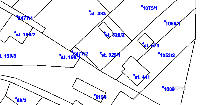 Parcela st. 329/1 v KÚ Pitín, Katastrální mapa