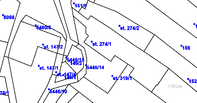 Parcela st. 319/2 v KÚ Pitín, Katastrální mapa