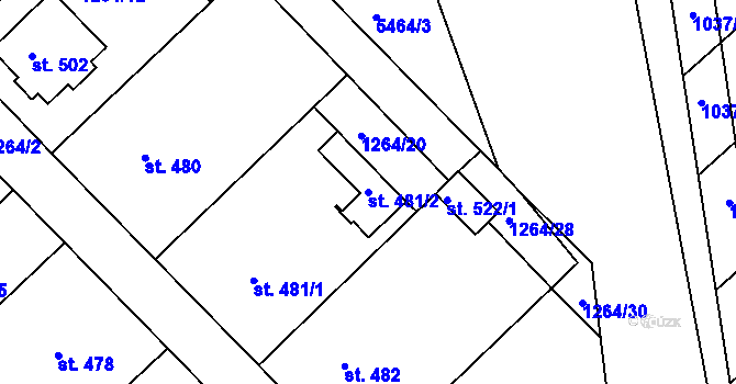 Parcela st. 481/2 v KÚ Pitín, Katastrální mapa