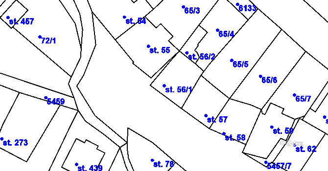 Parcela st. 56/1 v KÚ Pitín, Katastrální mapa
