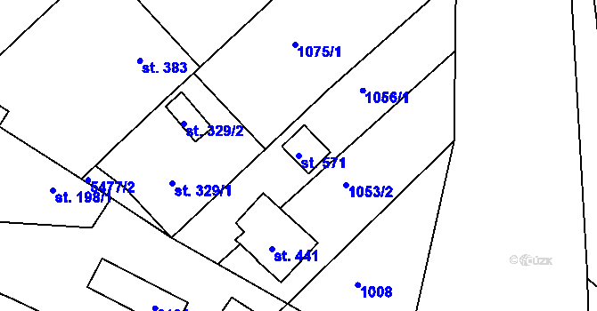 Parcela st. 571 v KÚ Pitín, Katastrální mapa