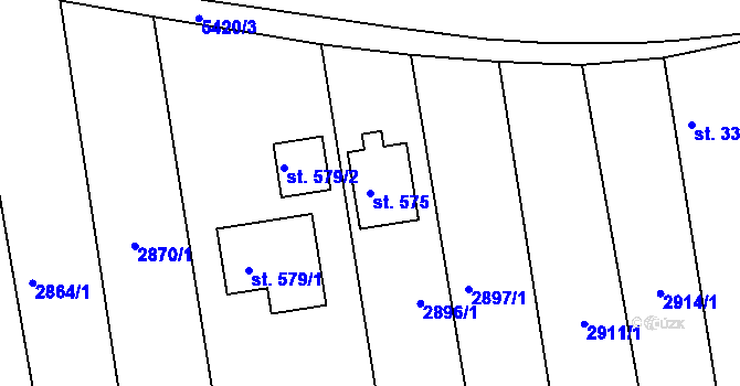 Parcela st. 575 v KÚ Pitín, Katastrální mapa