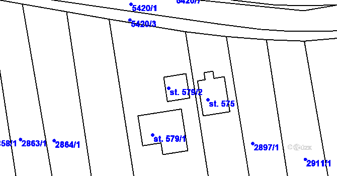 Parcela st. 579/2 v KÚ Pitín, Katastrální mapa