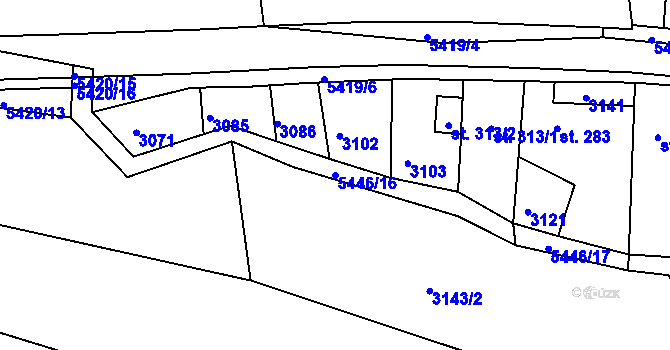 Parcela st. 5446/16 v KÚ Pitín, Katastrální mapa