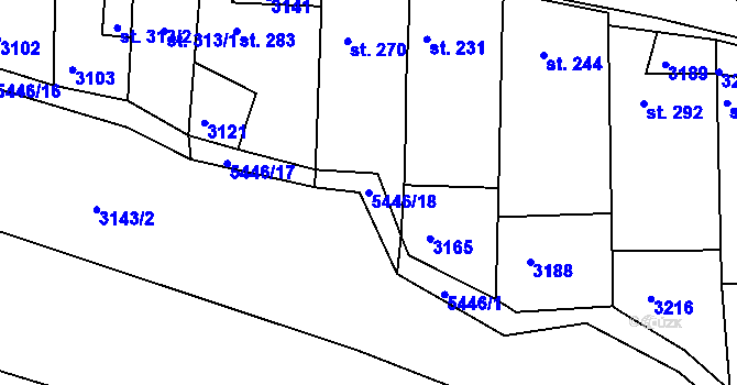 Parcela st. 5446/18 v KÚ Pitín, Katastrální mapa