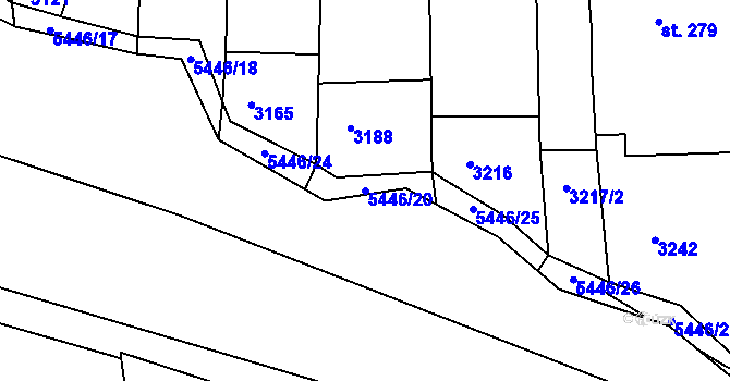 Parcela st. 5446/20 v KÚ Pitín, Katastrální mapa