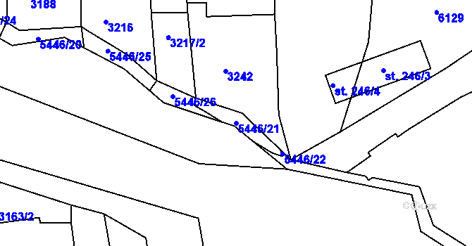 Parcela st. 5446/21 v KÚ Pitín, Katastrální mapa
