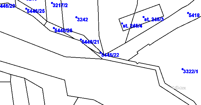 Parcela st. 5446/22 v KÚ Pitín, Katastrální mapa