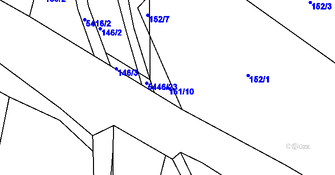 Parcela st. 151/10 v KÚ Pitín, Katastrální mapa