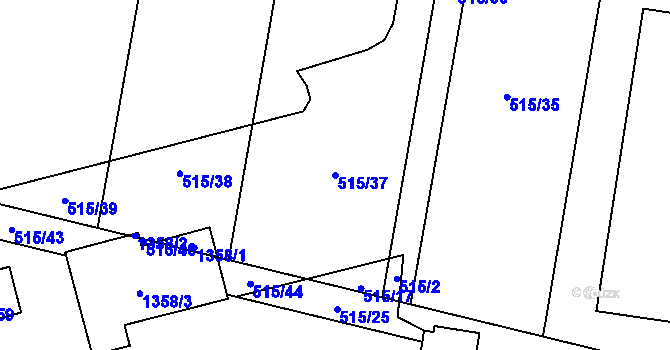 Parcela st. 515/37 v KÚ Pivín, Katastrální mapa