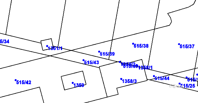 Parcela st. 515/39 v KÚ Pivín, Katastrální mapa