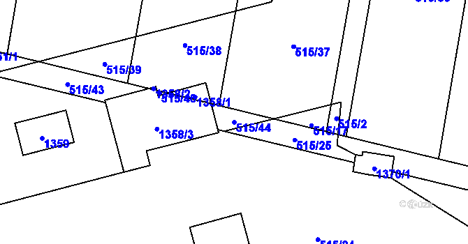 Parcela st. 515/44 v KÚ Pivín, Katastrální mapa