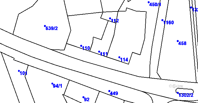 Parcela st. 111 v KÚ Pivín, Katastrální mapa
