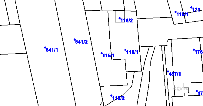 Parcela st. 115/1 v KÚ Pivín, Katastrální mapa
