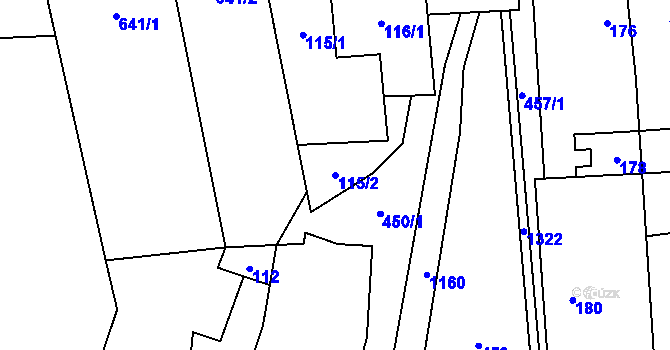 Parcela st. 115/2 v KÚ Pivín, Katastrální mapa