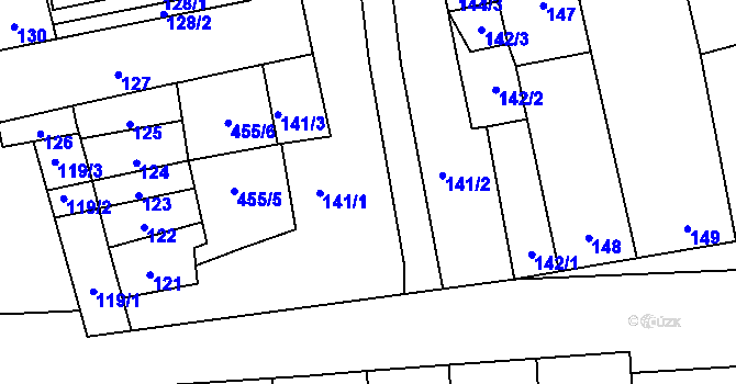 Parcela st. 141 v KÚ Pivín, Katastrální mapa