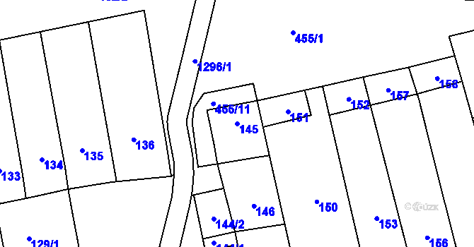Parcela st. 145 v KÚ Pivín, Katastrální mapa