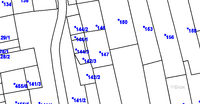 Parcela st. 147 v KÚ Pivín, Katastrální mapa