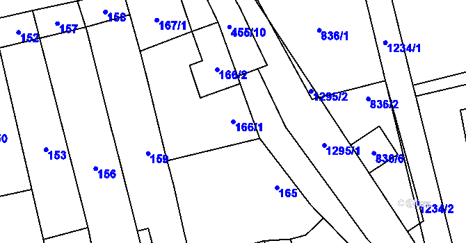 Parcela st. 166/1 v KÚ Pivín, Katastrální mapa