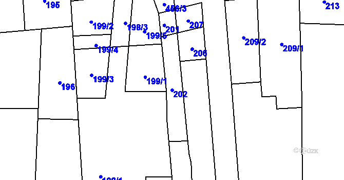 Parcela st. 202 v KÚ Pivín, Katastrální mapa