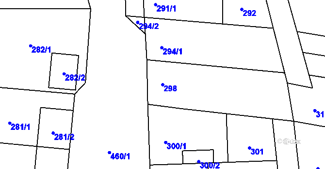 Parcela st. 298 v KÚ Pivín, Katastrální mapa
