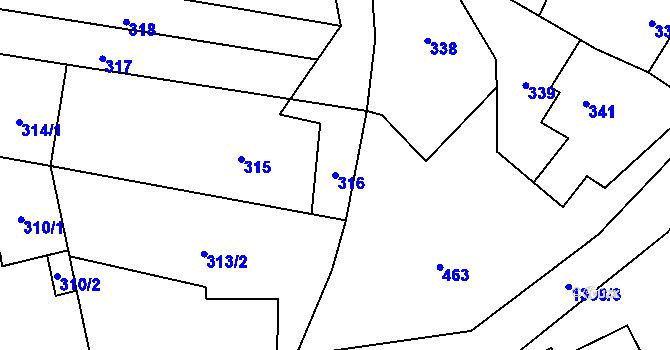 Parcela st. 316 v KÚ Pivín, Katastrální mapa