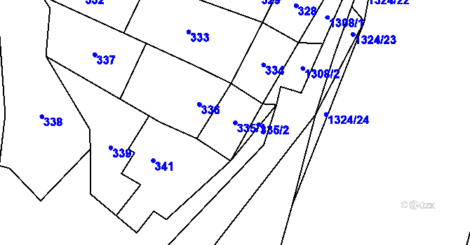 Parcela st. 335 v KÚ Pivín, Katastrální mapa