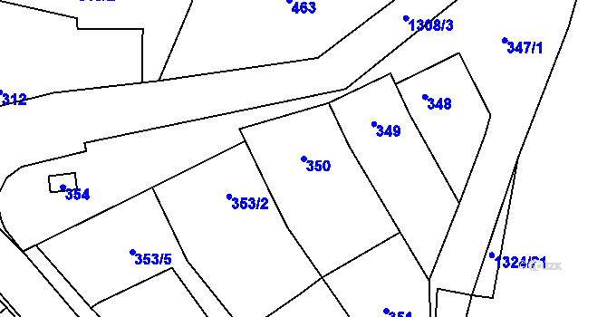 Parcela st. 350 v KÚ Pivín, Katastrální mapa