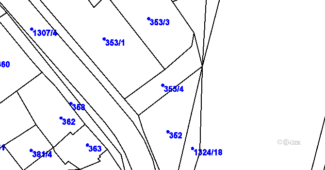 Parcela st. 353/4 v KÚ Pivín, Katastrální mapa