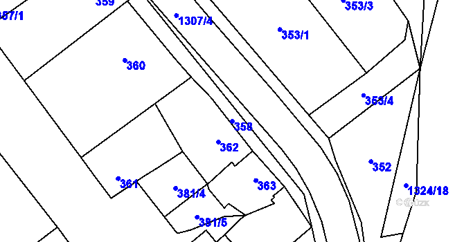 Parcela st. 358 v KÚ Pivín, Katastrální mapa
