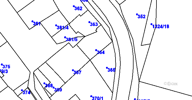 Parcela st. 364 v KÚ Pivín, Katastrální mapa