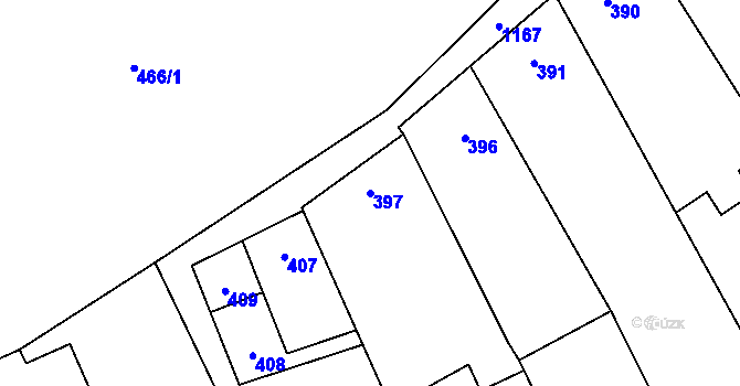 Parcela st. 397 v KÚ Pivín, Katastrální mapa