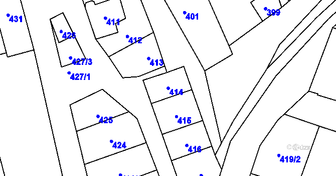 Parcela st. 414 v KÚ Pivín, Katastrální mapa