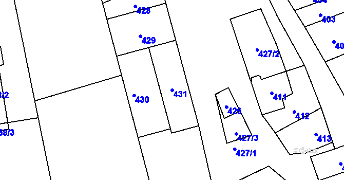 Parcela st. 431 v KÚ Pivín, Katastrální mapa