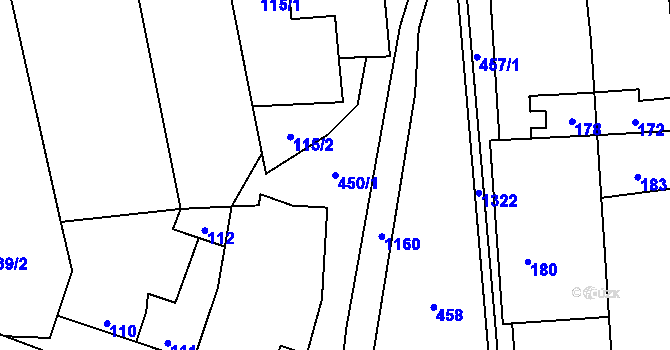 Parcela st. 450/1 v KÚ Pivín, Katastrální mapa